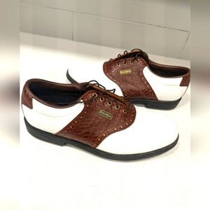 Footjoy dryjoy golf shoes size 9 mint condition brown and white